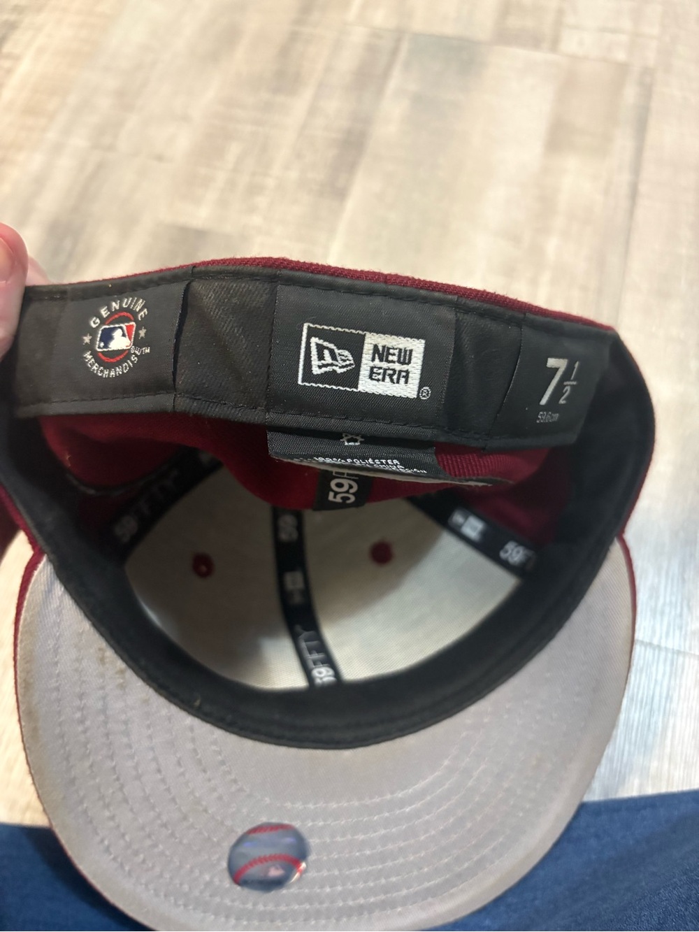 New Era 59fifty New York Yankees Fitted Hat Burgundy Maroon White Logo Size 71/2 - Picture 7 of 7